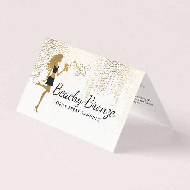 Beauty Girl Gold Bronze Rain Pattern Spray Tanning (Front)