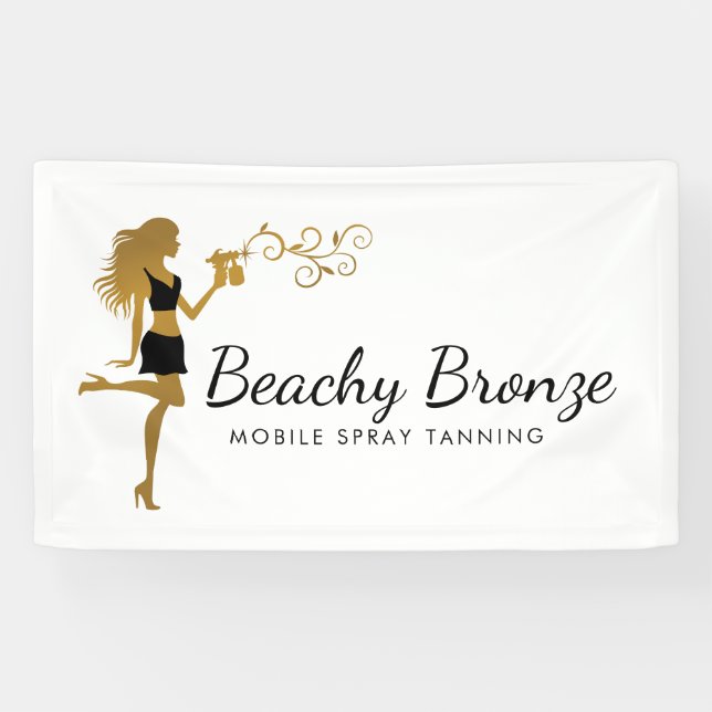Beauty Girl Gold Bronze Spray Tanning Banner (Horizontal)