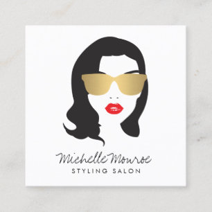 Beauty Girl Hair Stylist, Fashion, Boutique Square Business Card