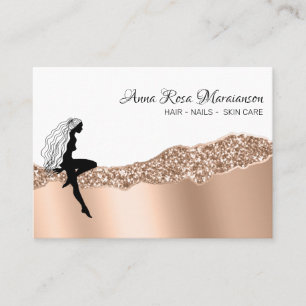 *~* Beauty Girly Rose Gold Long Hair Goddess Business Card