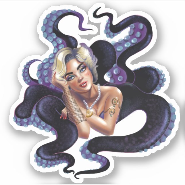 Beauty Goddess Octopus Sticker (Front)