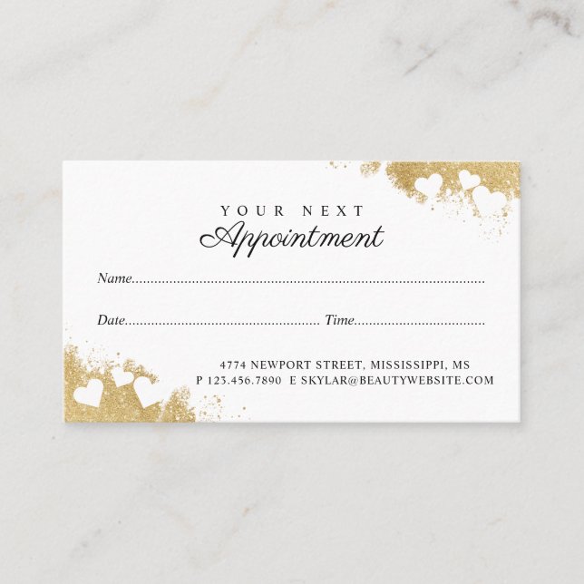 Beauty Gold Dusted Mascara Eye Lashes Luxurious Appointment Card (Front)