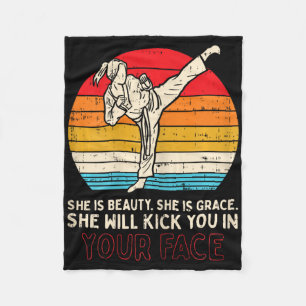 Beauty Grace Kick You In Face Girl Karate Taekwond Fleece Blanket