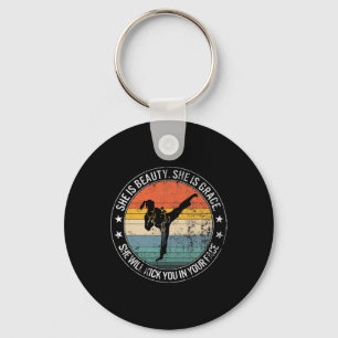 Beauty Grace She'll Kick Your Face Martial Arts Ka Key Ring