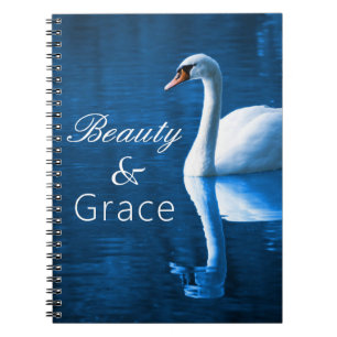 Beauty Grace Tranquil Lake White Swan Notebook