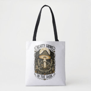 Beauty Grows in the Dark Vintage Mushroom Tote Bag