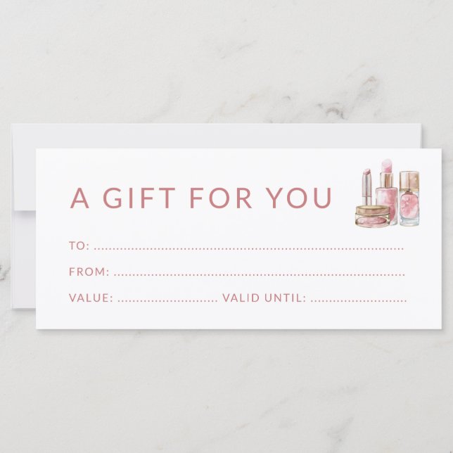 Beauty Hair & Makeup Thank You Gift Certificate (Back)