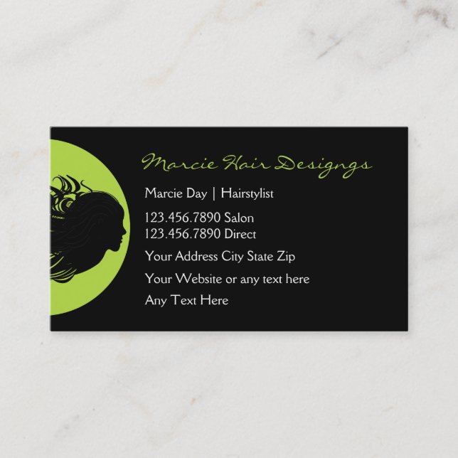 Beauty Hair Stylist Business Cards (Front)
