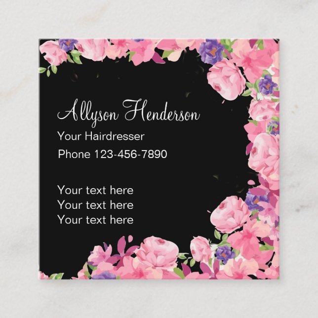 Beauty Hair Stylist Square Business Card (Front)