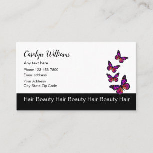 Beauty Hairdresser Butterfly Design Business Card