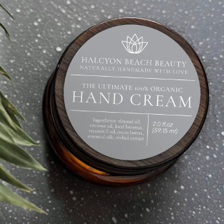 Beauty hand cream grey product ingredient label