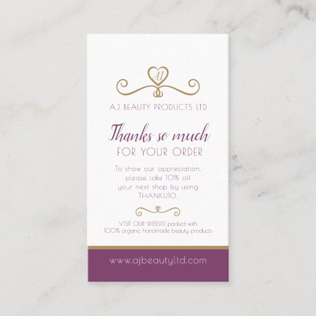 Beauty health company photo promo repeat customer business card (Front)