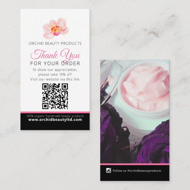 Beauty health company photo repeat business QR  Business Card (Front/Back)