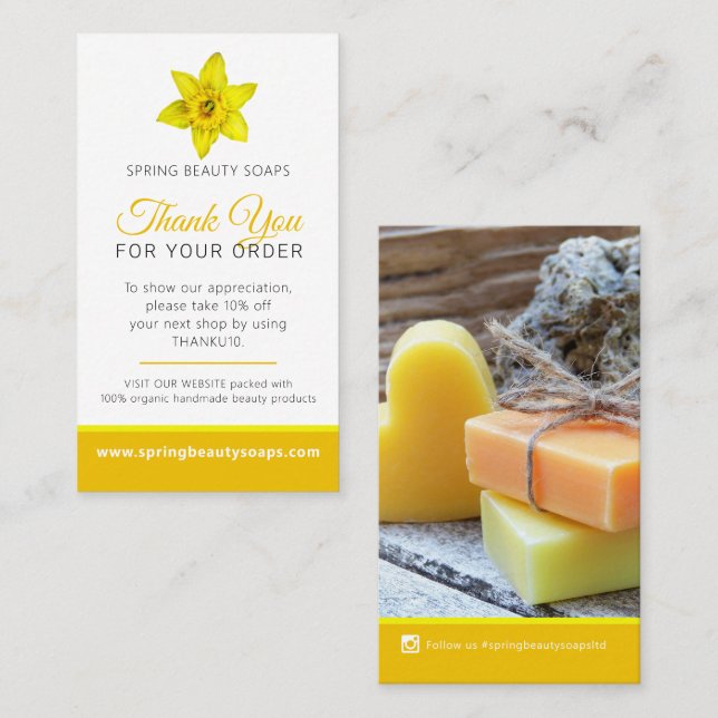 Beauty health photo promo repeat business yellow business card (Front/Back)