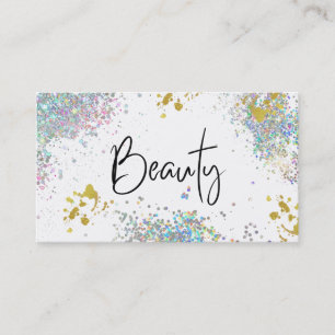 *~* BEAUTY  Hologram Holograph  Gold Glitter Business Card