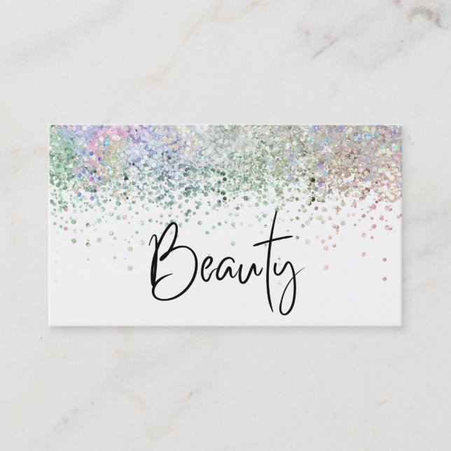 *~* BEAUTY  Hologram Holograph  Pastel Glitter Business Card (Front)
