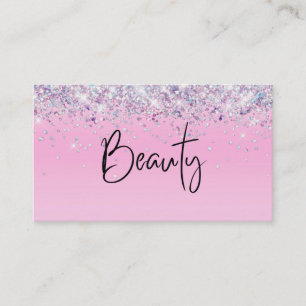 *~* BEAUTY Hologram Holograph Pink Glitter Business Card