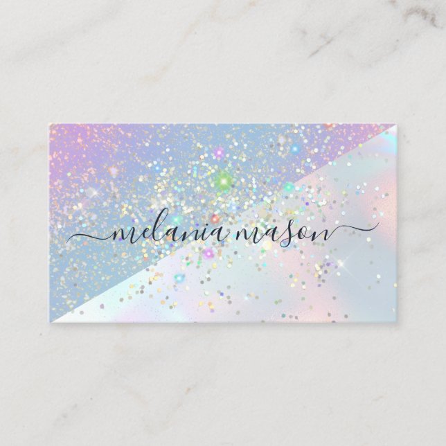 Beauty Holographic Glam Glitter Elegant Sparkles  Business Card (Front)