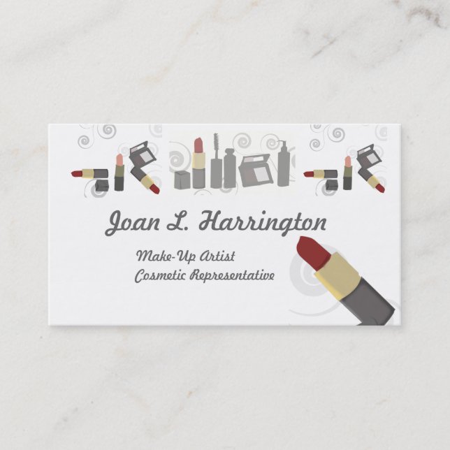 Beauty Illustration Eye & Lips  Makeup Artist Business Card (Front)