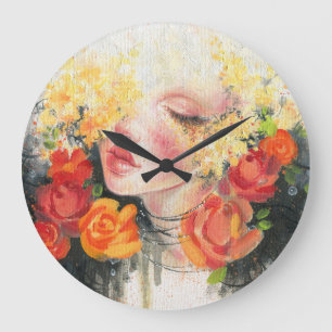 Beauty in Blossoms: Oil Painting Elegance Large Clock