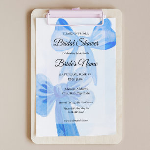 Beauty in Blue Bright Bow Bridal Shower Invitation