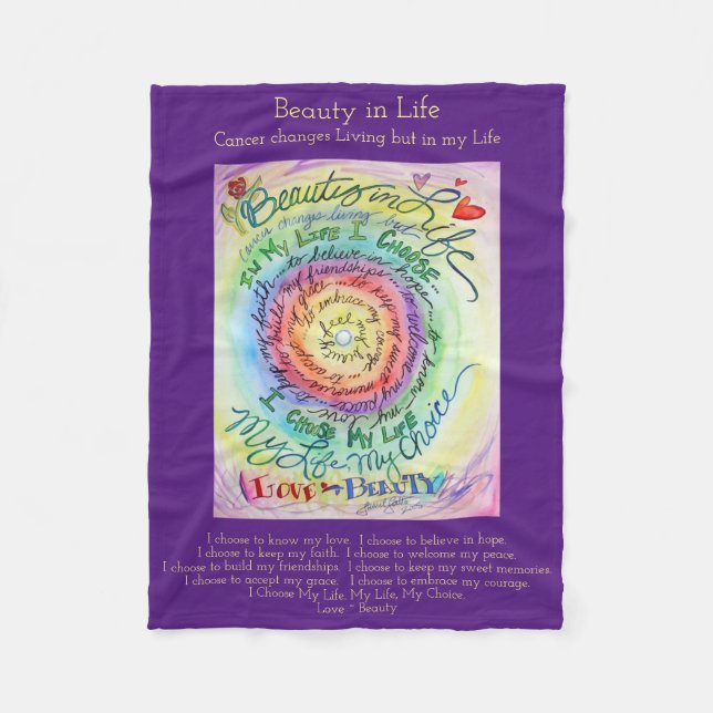 Beauty in Life Cancer Poem Chemo Fleece Blankets (Front)