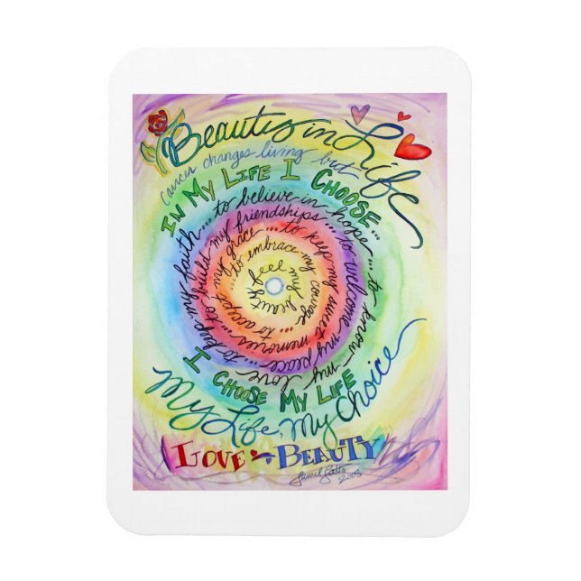 Beauty in Life Rainbow Cancer Poem Art Magnets (Vertical)