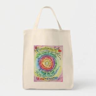 Beauty in Life Rainbow Cancer Poem Tote Bags