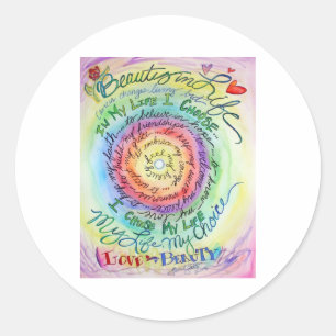 Beauty in Life Rounded Rainbow Classic Round Sticker