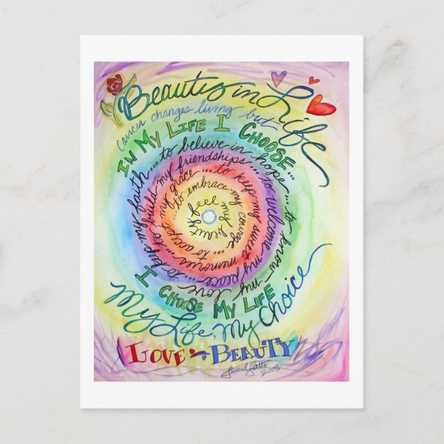 Beauty in Life Rounded Rainbow Postcard (Front)