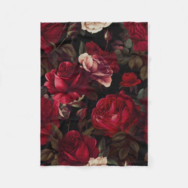 Beauty in Pain: Rose Pattern Fleece Blanket (Front)