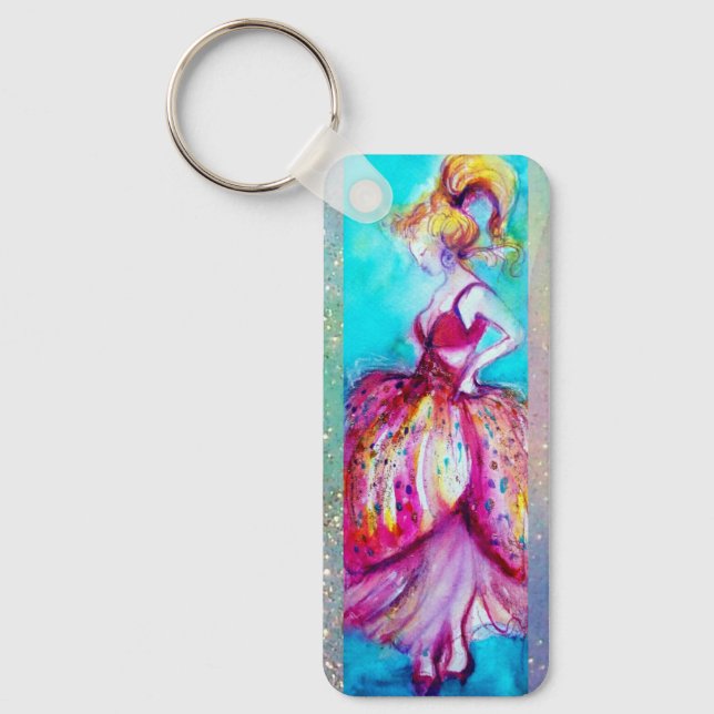 BEAUTY IN PINK DRESS / Magic Butterfly Plant Key Ring (Front)