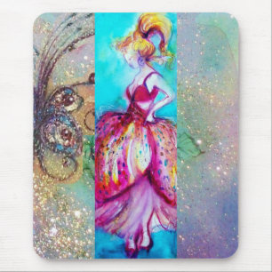 BEAUTY IN PINK DRESS / Magic Butterfly Plant Mouse Mat