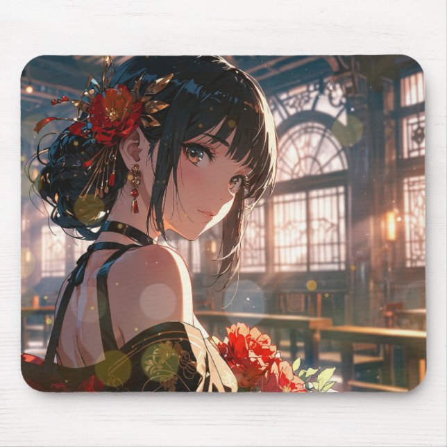 Beauty in Red Mouse Mat (Front)