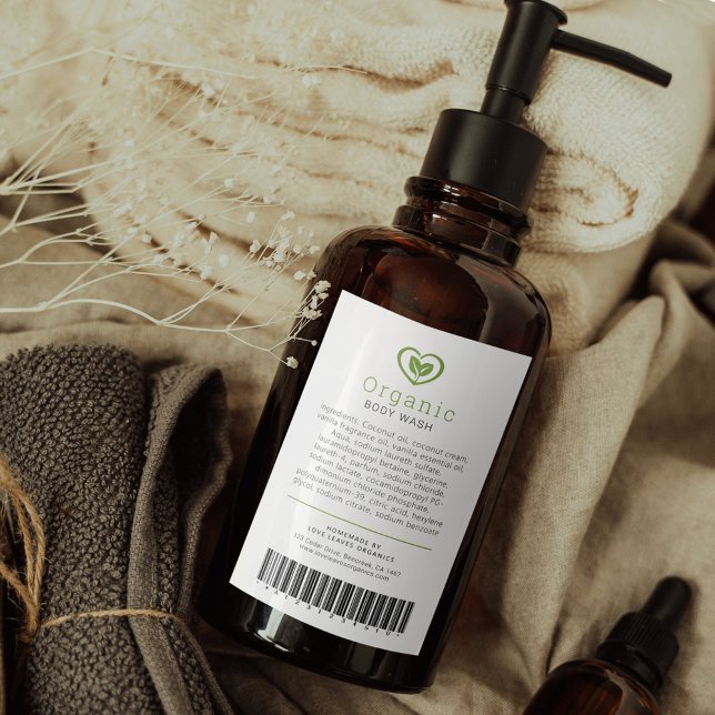 Beauty ingredients and barcode label leaves logo (Creator Uploaded)