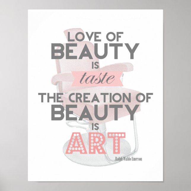 Beauty is Art Retro Quote Stylist Salon Print (Front)
