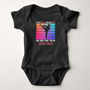 Beauty Karate Girl Kick You Taekwondo Jiu Jitsu Baby Bodysuit