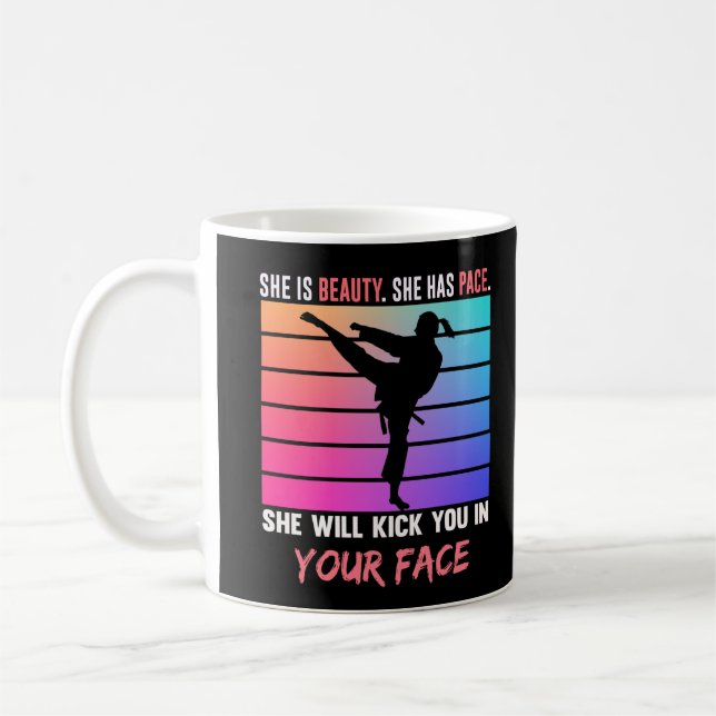 Beauty Karate Girl Kick You Taekwondo Jiu Jitsu Coffee Mug (Left)