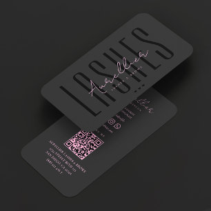 Beauty Lashes Brows Makeup Artist Pink Black Business Card