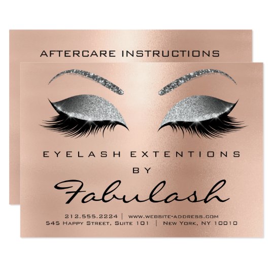 Beauty Lashes Extension Aftercare Instruction Grey Card