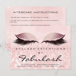 Beauty Lashes Extension Aftercare Instruction Pink Invitation
