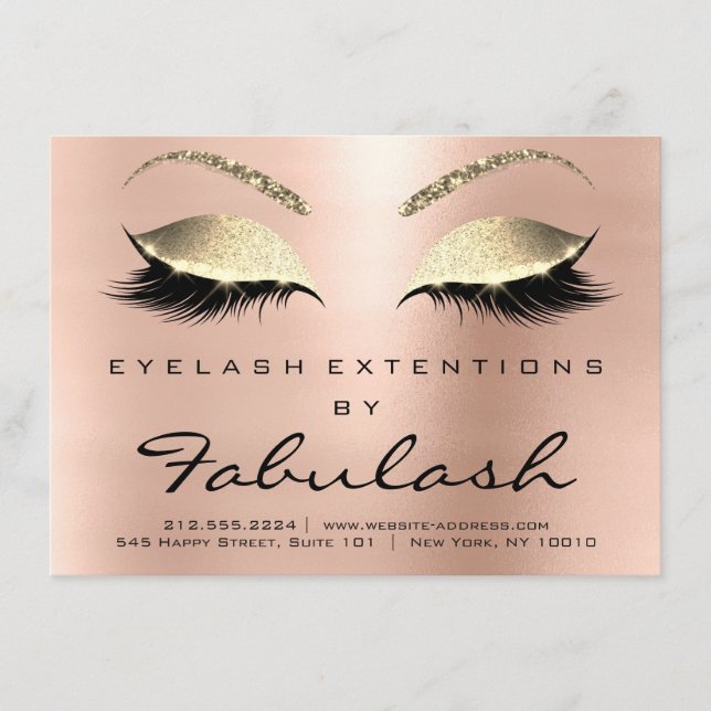 Beauty Lashes Extension Aftercare Instruction Rose Enclosure Card (Front)
