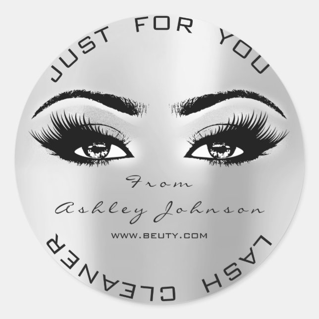 Beauty Lashes Extension Makeup Cleaner Grey Classic Round Sticker (Front)