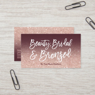 Beauty logo chic typography burgundy rose gold business card