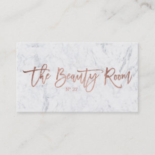 Beauty logo elegant rose gold typography marble business card