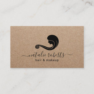 Beauty Logo Hair Stylist Makeup Artist Kraft Business Card