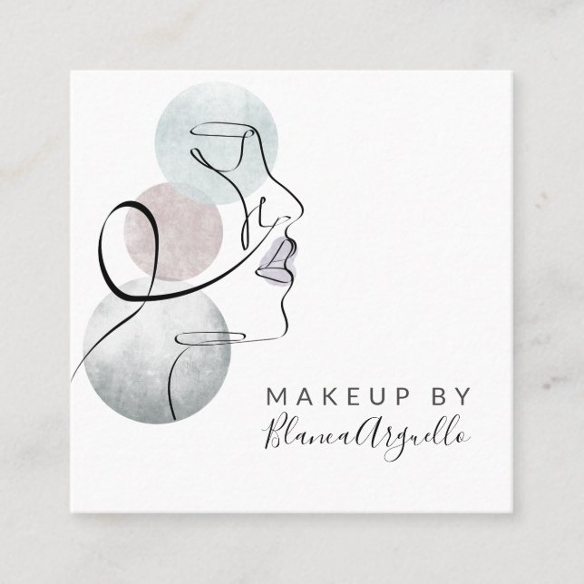 Beauty Logo Makeup Artist Business And Appointment Square Business Card (Front)