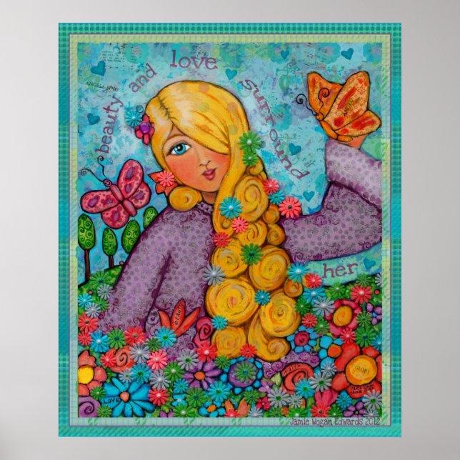 Beauty & Love Blonde Angelic Lady Art Poster (Front)