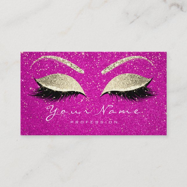 Beauty Loyalty Card 10 Lash Hot Pink Gold Crown (Front)