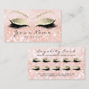 Beauty Loyalty Card 10 Makeup Lashes Gold Peach